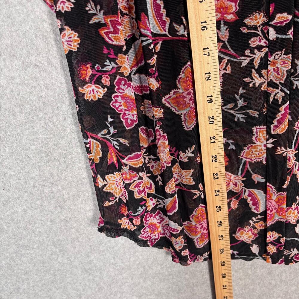 PerSeption Sheer Top 1X Pink‎ Orange Paisley Mesh Romantic Feminine Dark Boho - Picture 6 of 10